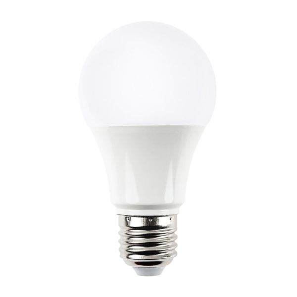 Standard A19 Omni-Directional 60W Warm White LED lightbulbs in a 4-pack on a white background